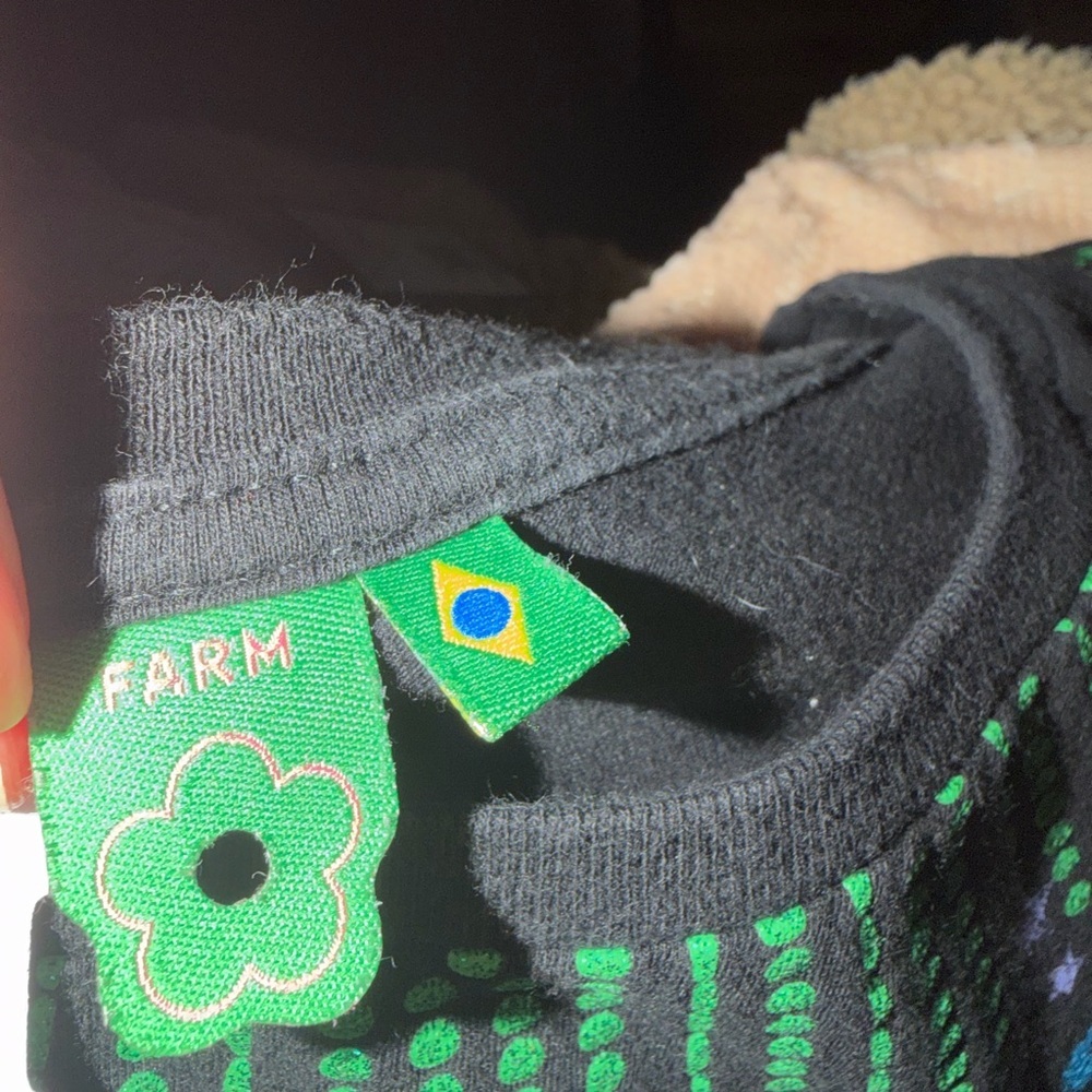 Farm Rio rare sparkle black Brazil toucans cortejo dos brincantes tee shirt $128 - Picture 6 of 7